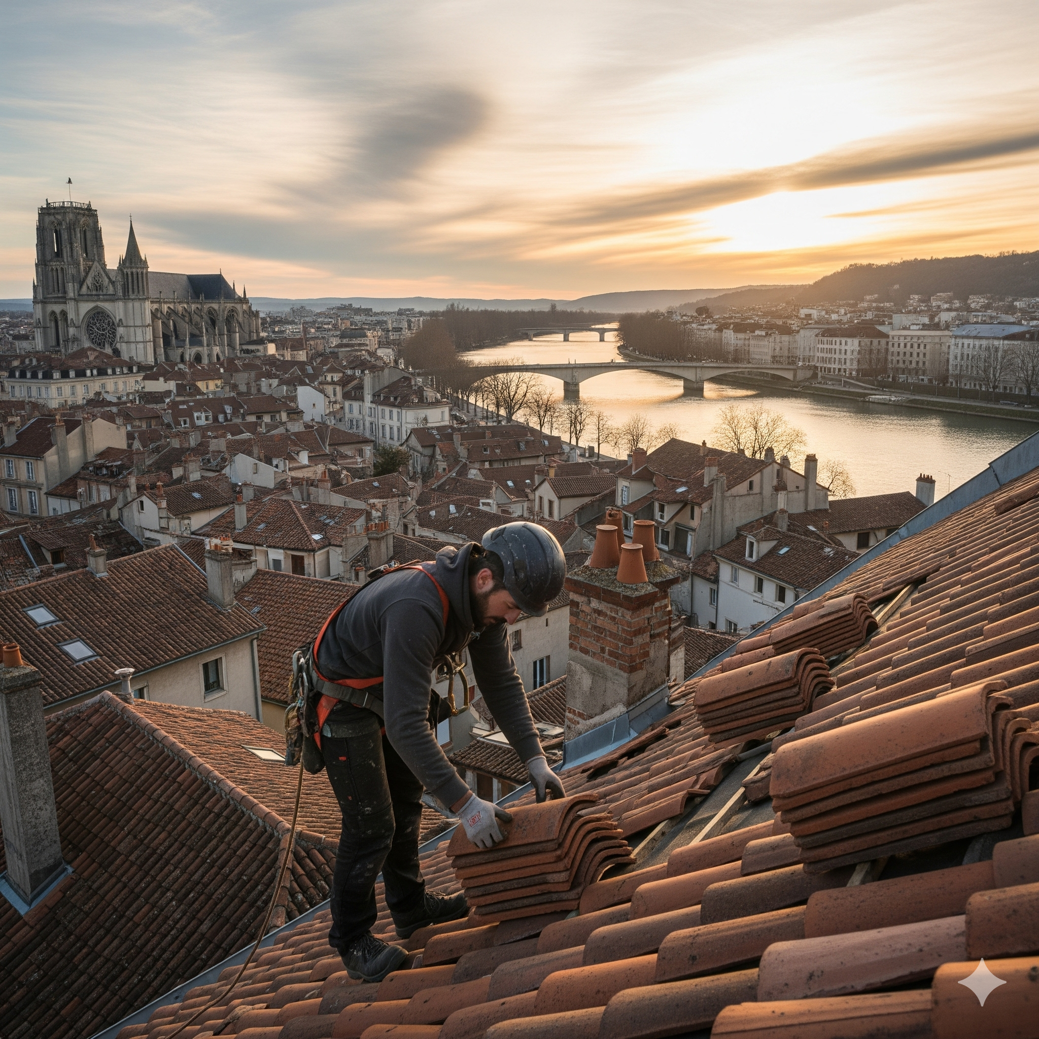 Photo chantier couvreur en Bretagne : Couvreur à Allineuc : rénovation, entretien et réparation de toiture avec accompagnement pour aides et primes