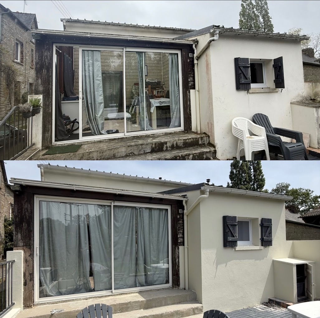 Ravalement d’une maison et de son extension — avant / après
